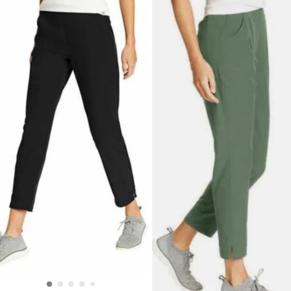 Eddie Bauer Women's Traveler Ankle Pant Black Green Two Pair Bundle Outdoor XL